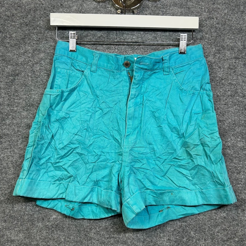 Vintage Anchor Blue Mom Shorts Women's Teal Denim Cuffed Summer Casual - 11